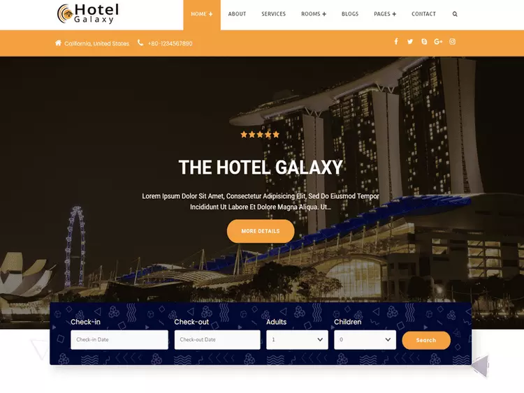 hotel galaxy free wordpress theme