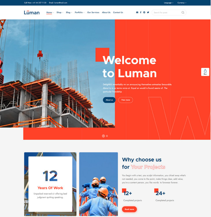 Luman Construction WordPress Theme