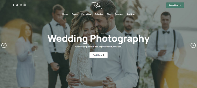 Tilia Wedding Photography Portfolio WordPress Theme