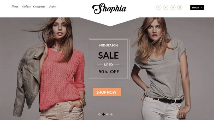 Shophia free e-commerce PSD template