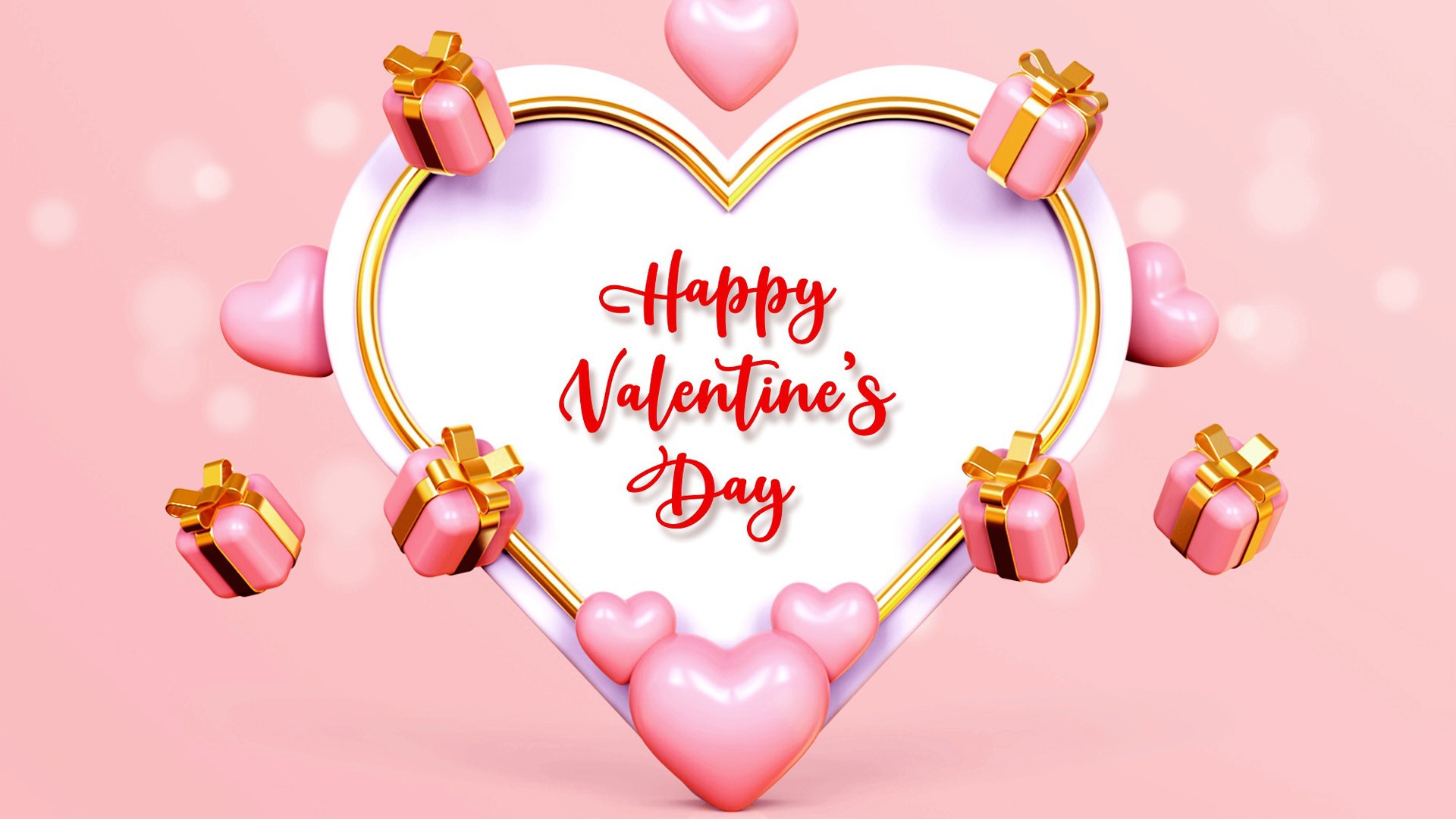 Happy Valentine's Day Light Pink Background
