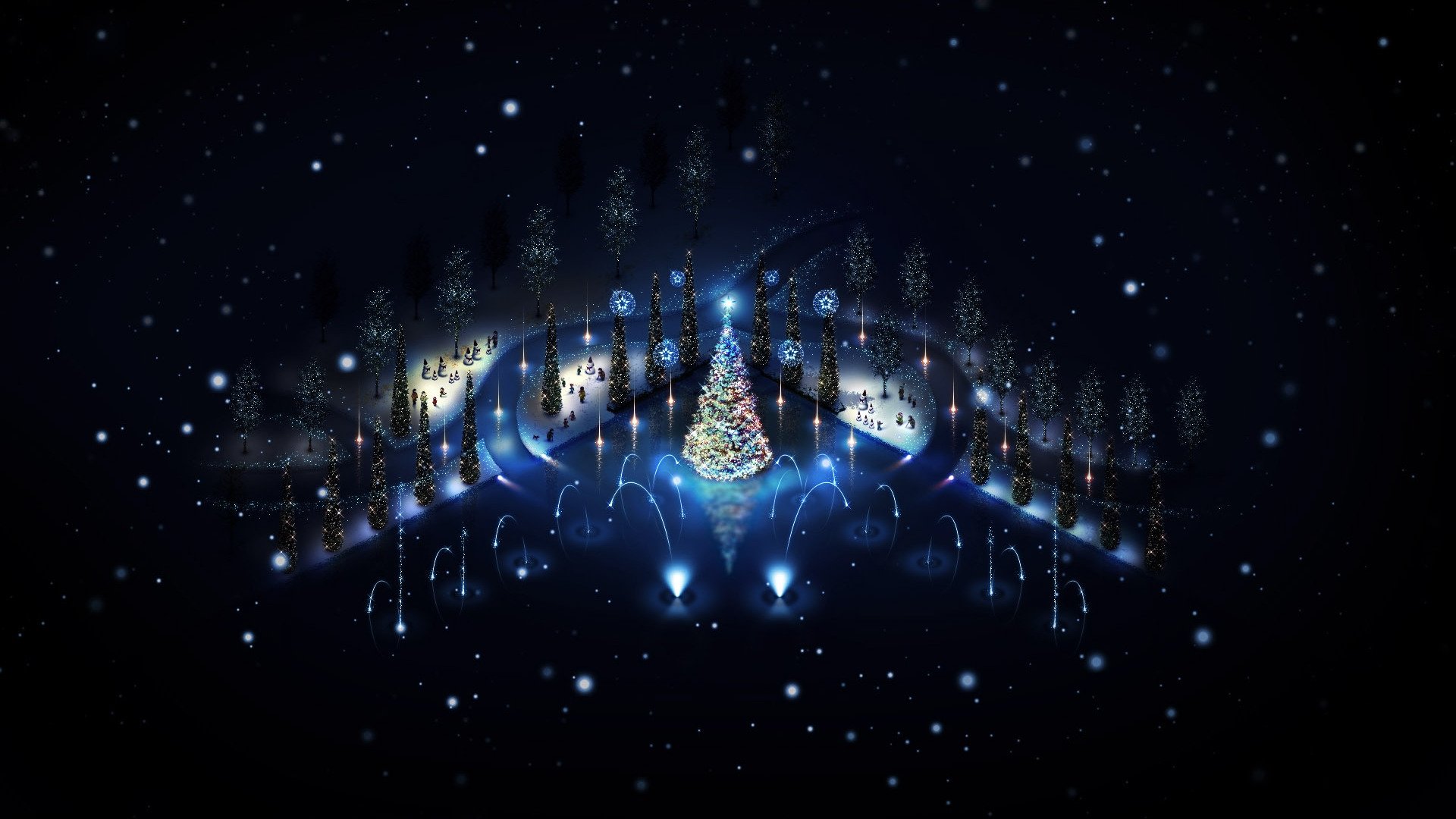 Lovely Christmas Trees Lighting Wallpaper