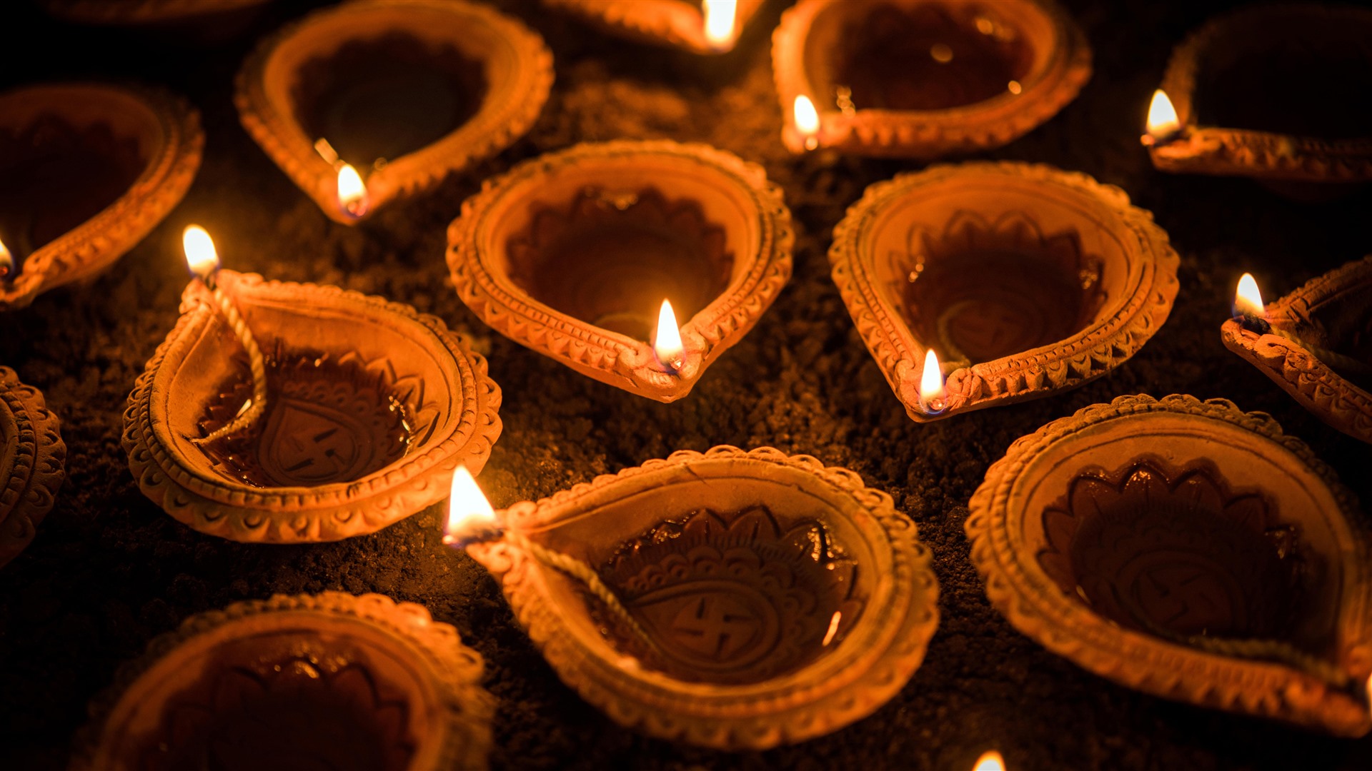  Oil lamps Occasion of Diwali India 