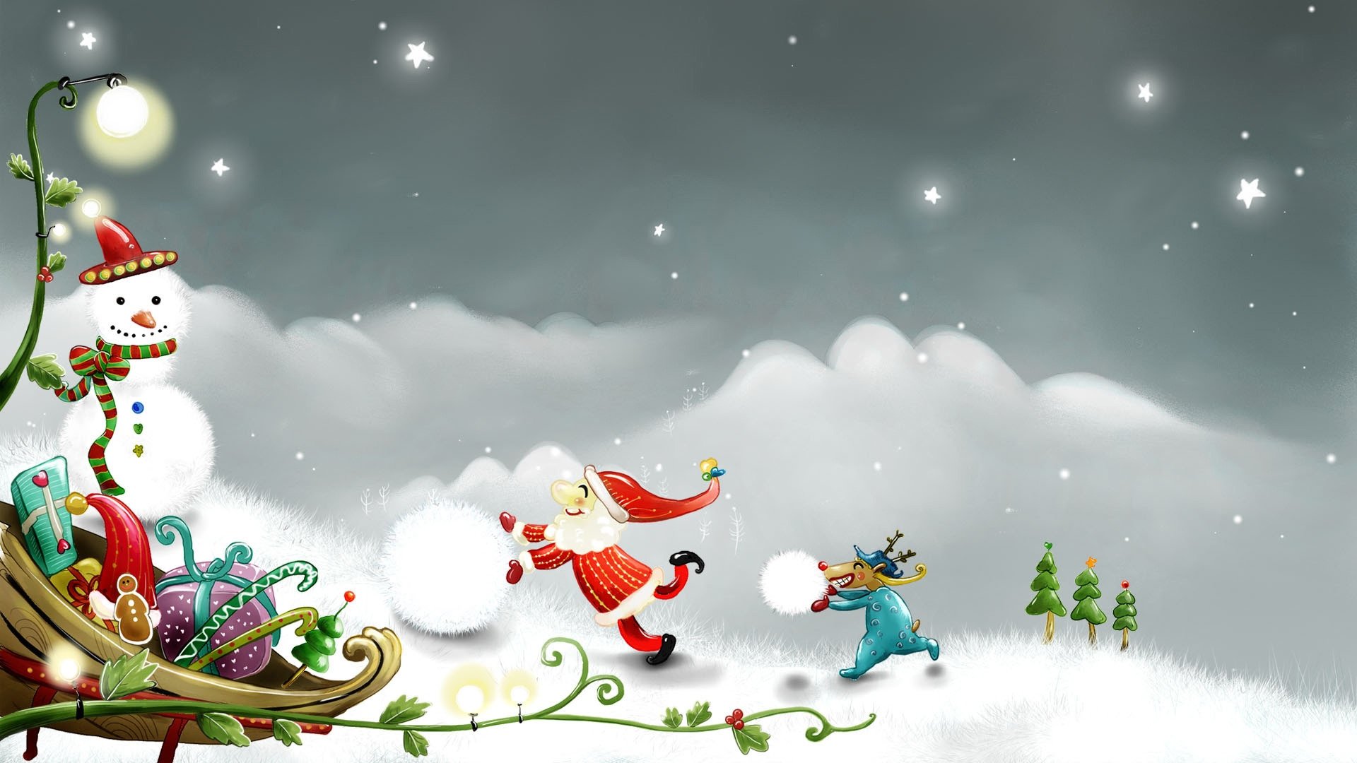 Snowman and Santa Claus 