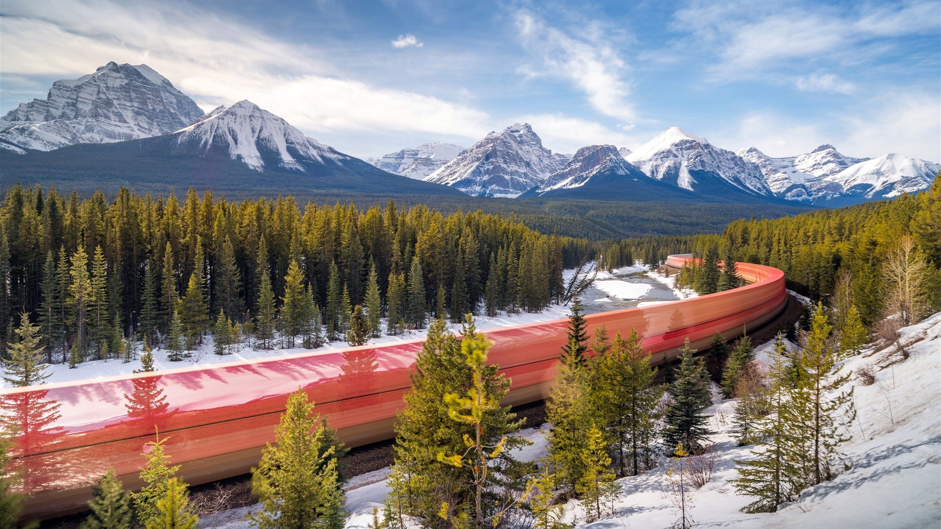 Winter Forest Park Rail Lake Louise Canada