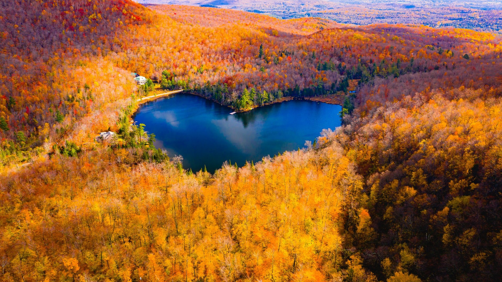 Heart Shaped Lake Autumn Forest HD Wallpaper