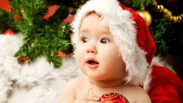 Cute Adorable Baby Santa High-Resolution HD Wallpaper for your Desktop
