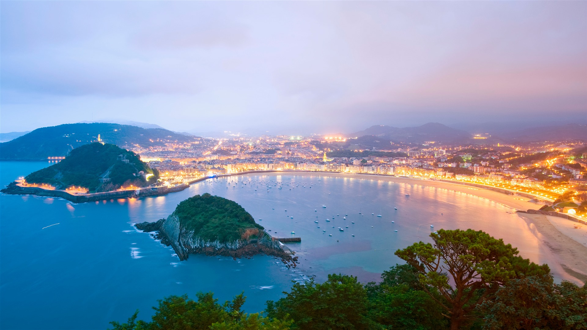 Spain San Sebastian Mount Igueldo Beach