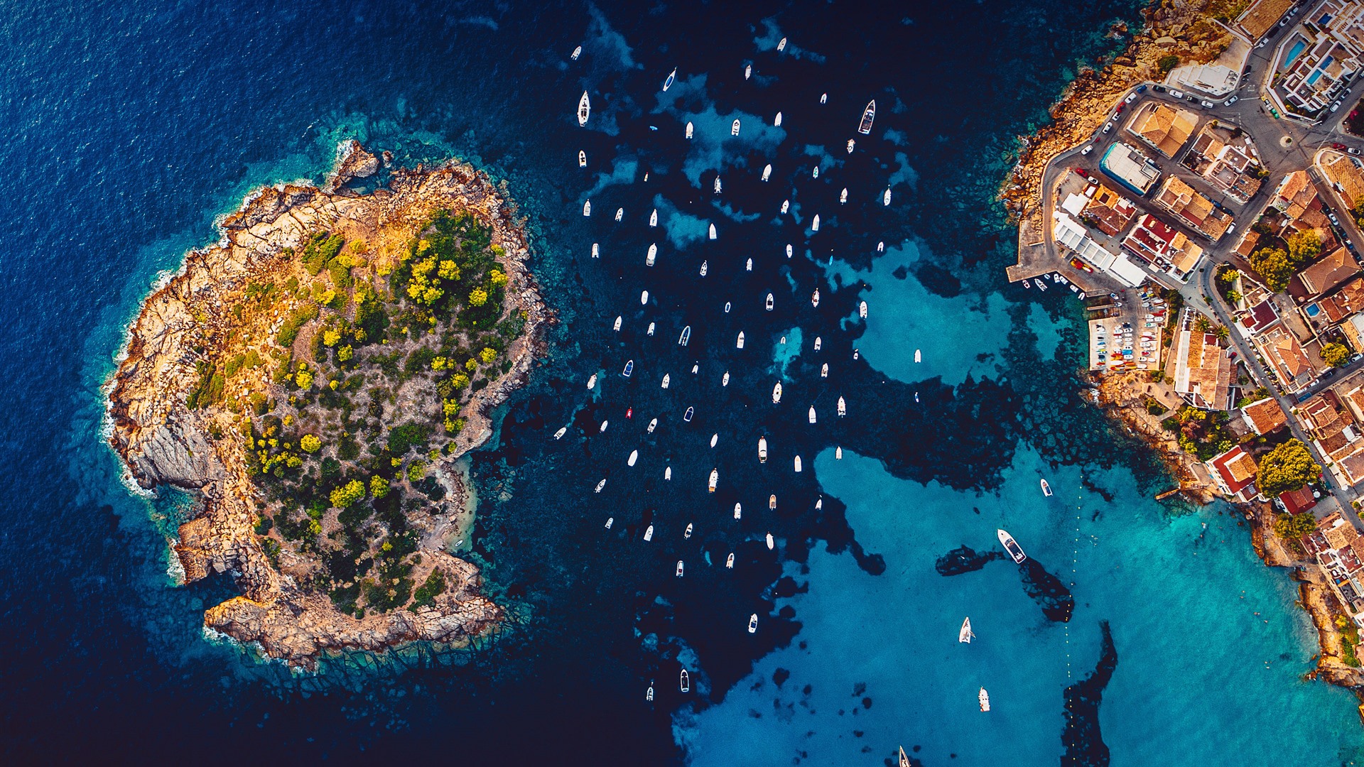 Aerial View Pantaleo island Mallorca Spain