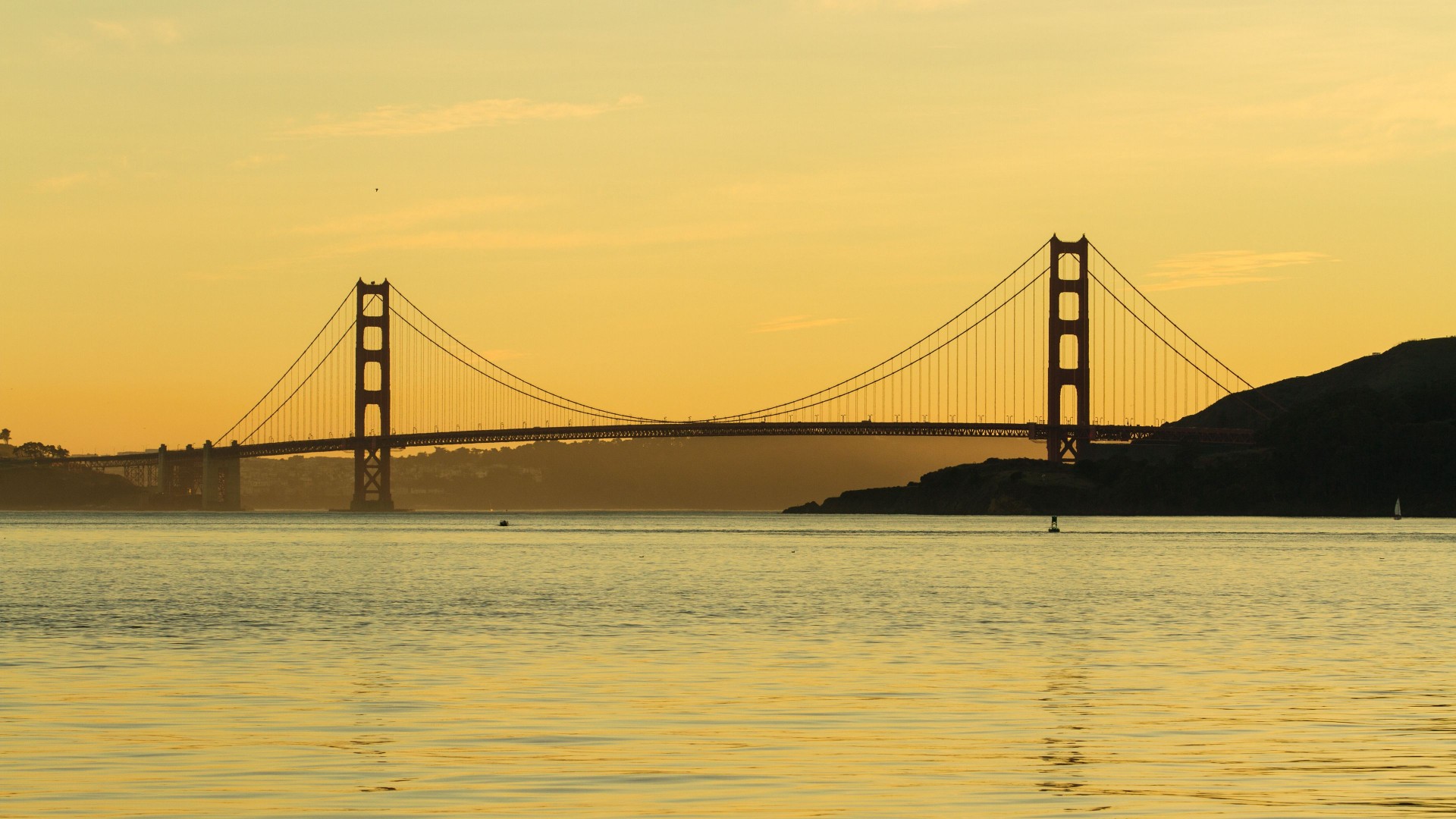 Landscape View Of Bridge Above Sea Hill Silhouette Background