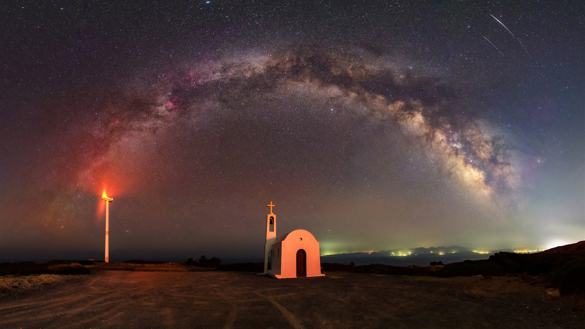  Starry Sky Milky Way Church Crete Greece