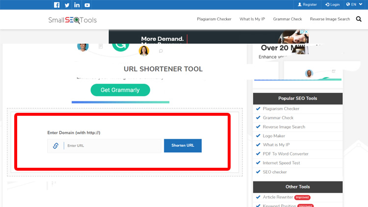URL Shortener tool by SmallSEOTools