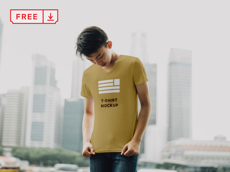 Free Men T Shirt Mockup PSD