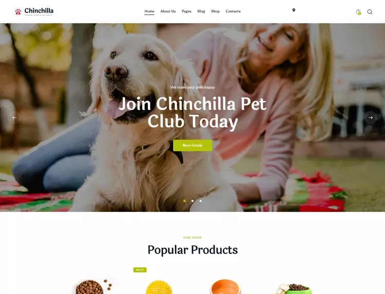 Chinchilla Animal Care Pet Shop WordPress Theme