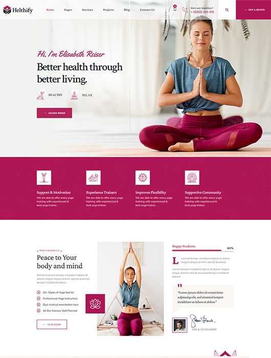 Helthify Yoga and Fitness WordPress Theme
