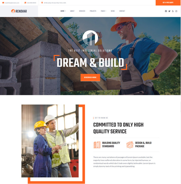 Renovar Construction Company WordPress Theme