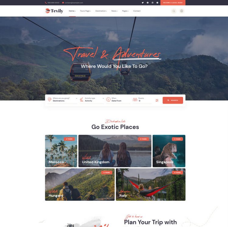 Tevily Tour Booking WordPress Theme