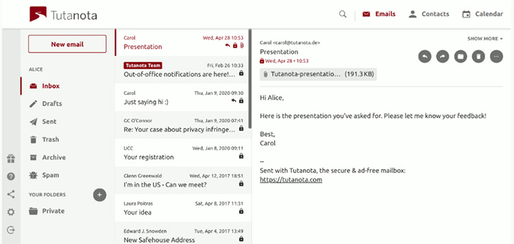 Tutanota secure email service