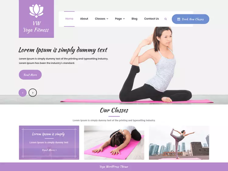 VW Yoga Fitness Free WordPress Theme