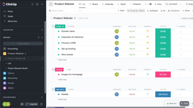 ClickUp Statuses Feature