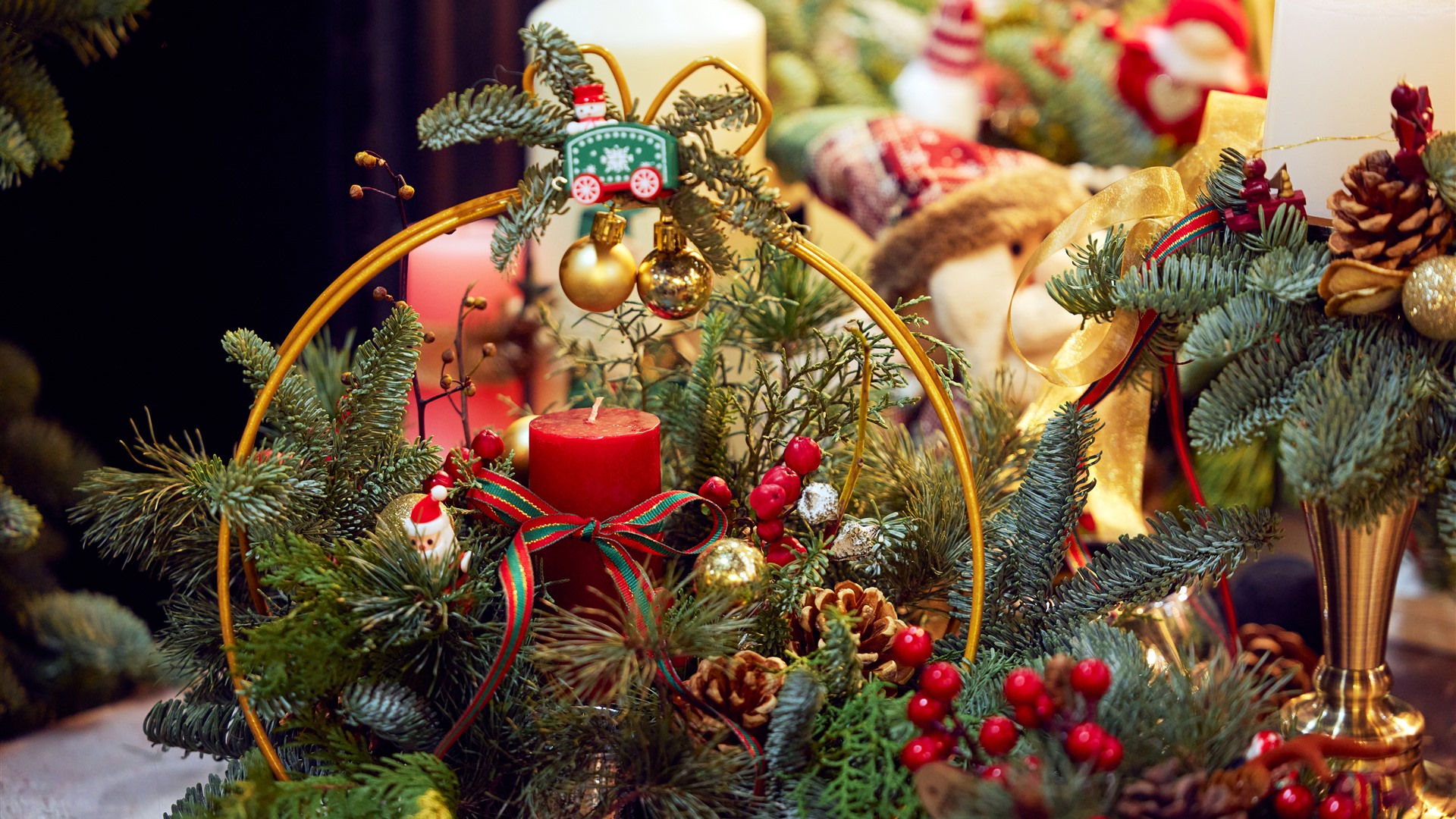 Christmas 2023 Bazaar Decoration Potted Plant HD Wallpaper 1920x1080 