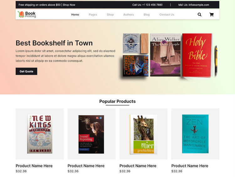 Books Printing Free WordPress PortfolioTheme