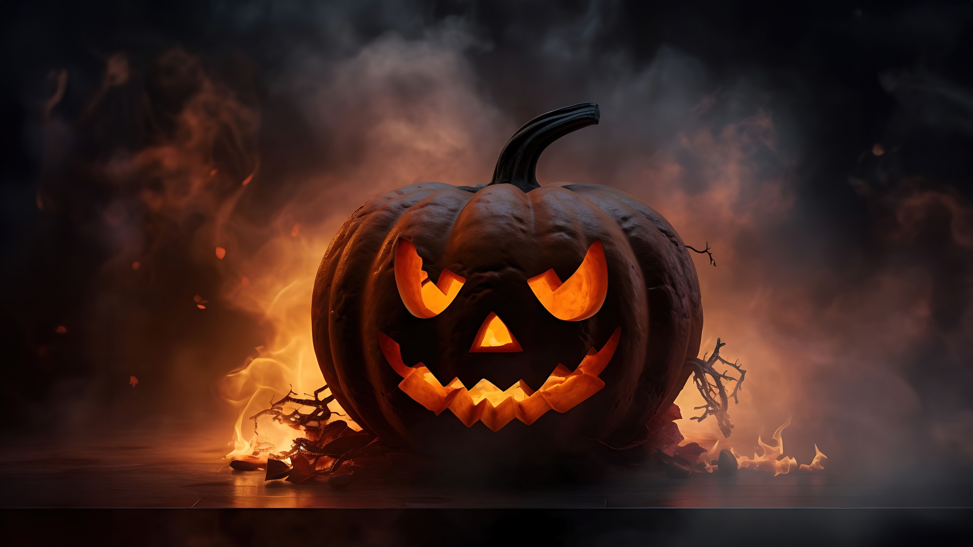  Halloween Pumpkin Fire HD Background 1920x1080  