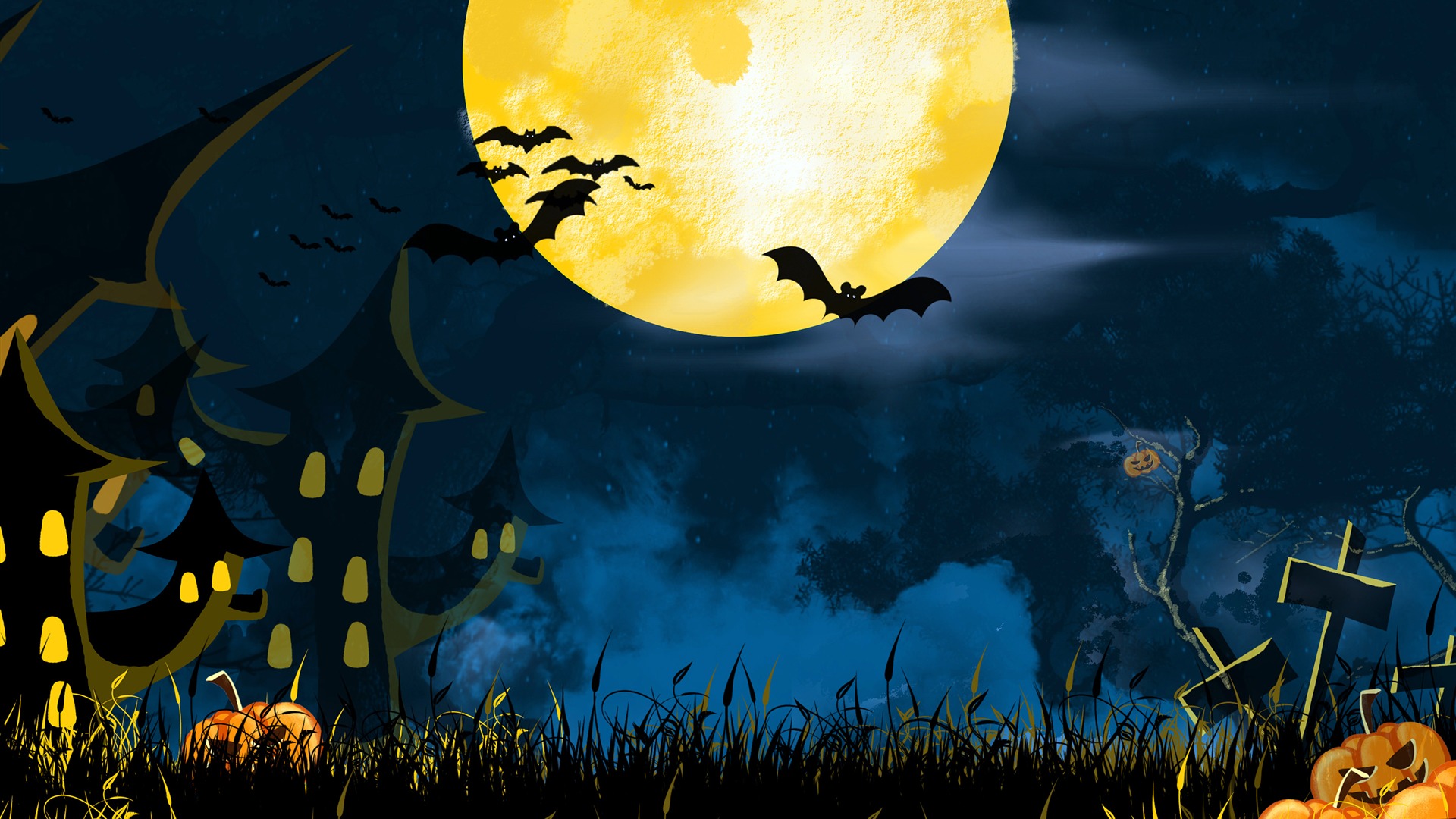 Halloween holiday full moon bat night