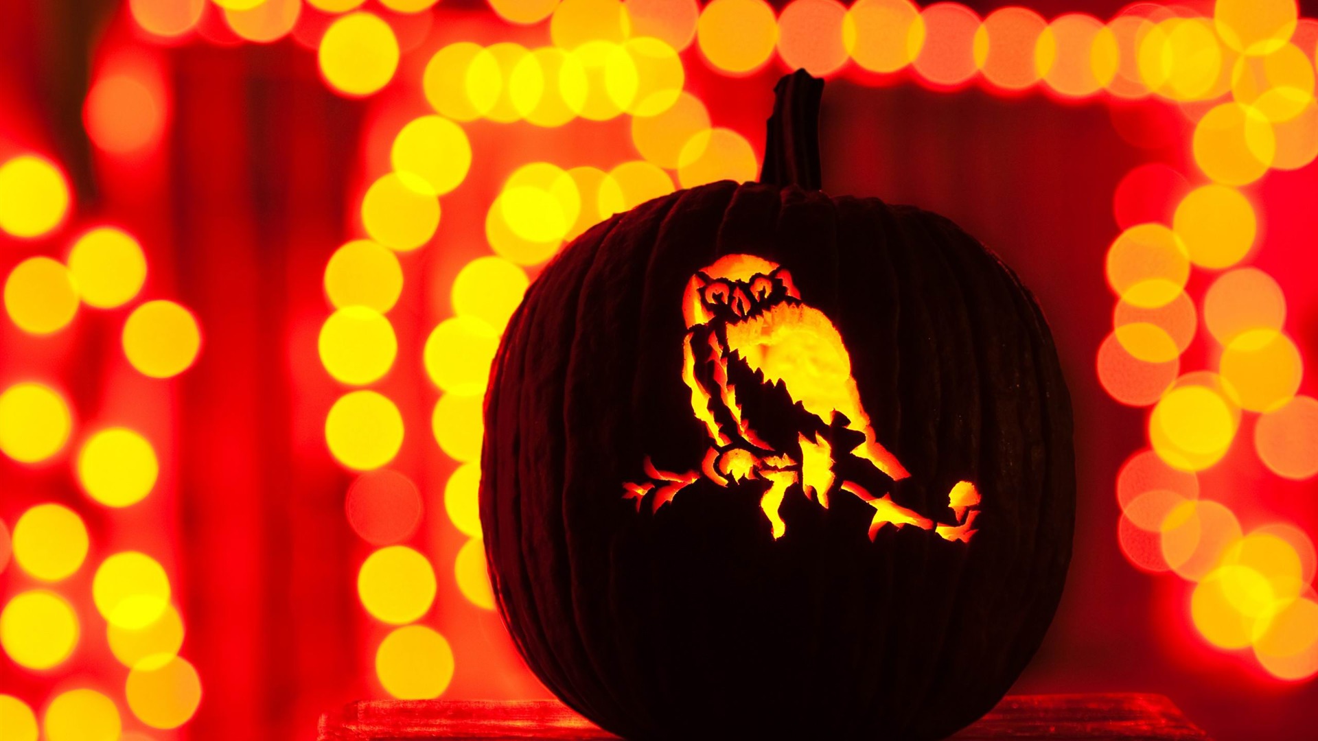 Halloween pumpkins owl art wallpaper 1080p