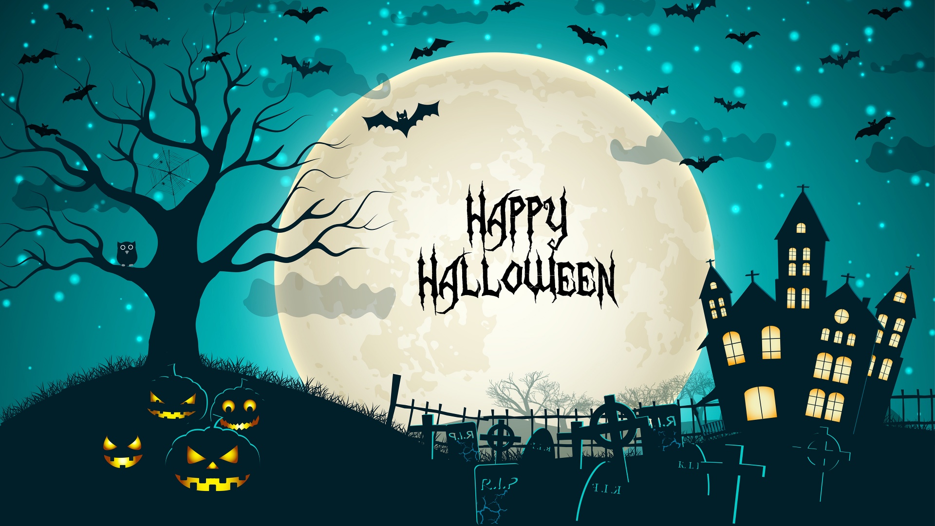 Happy Halloween Haunted Castle Background 1920x1080 