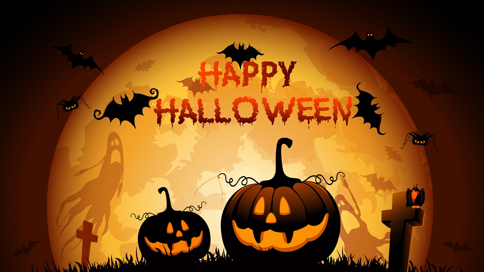 Happy Halloween Pumpkin Lantern Night 1920x1080