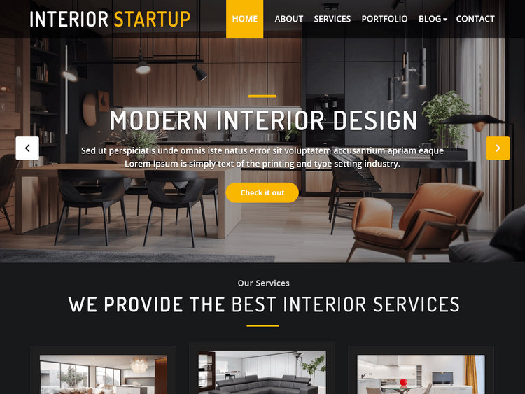 Interior Startup Free WordPress PortfolioTheme